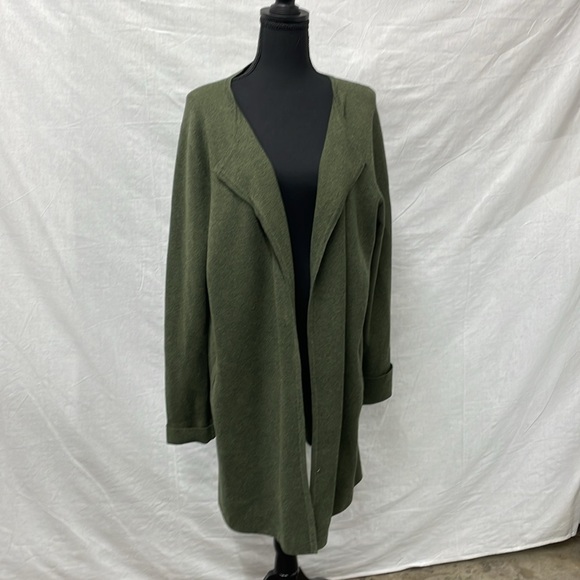 J. Crew Sweaters - J Crew long cardigan wrap sweater in olive green, 100% cotton, size large